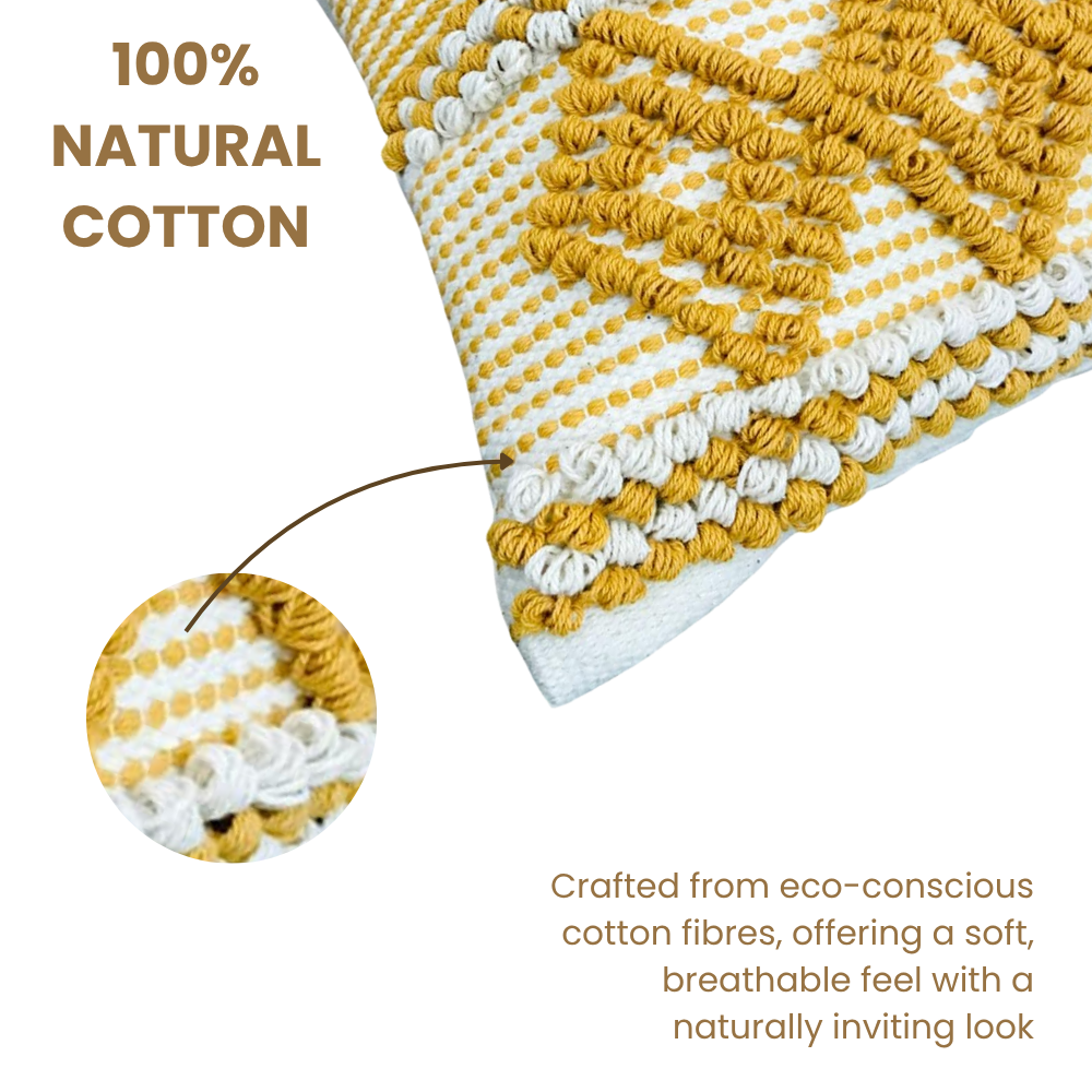 Mustard & White Dots Cotton Cushion Covers Set of 2