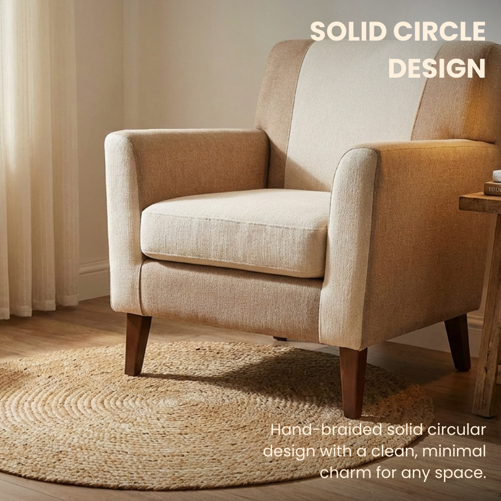 Hand-braide Solid Circular Rug 