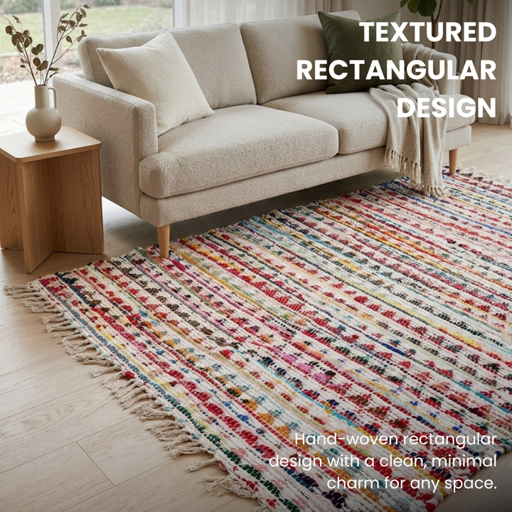 Stripe Chindi Rag Rug, Recycled Cotton
