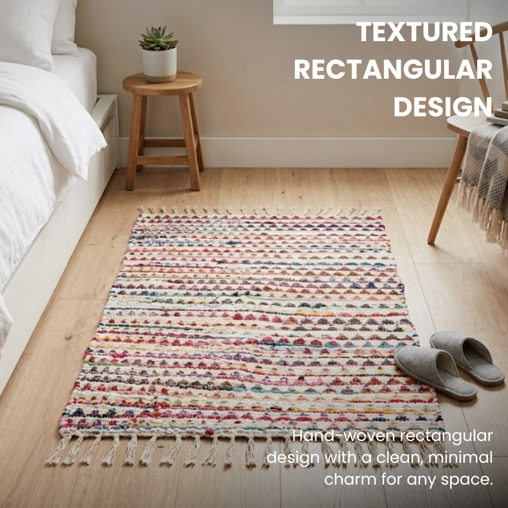 Stripe Chindi Rag Rug, Recycled Cotton