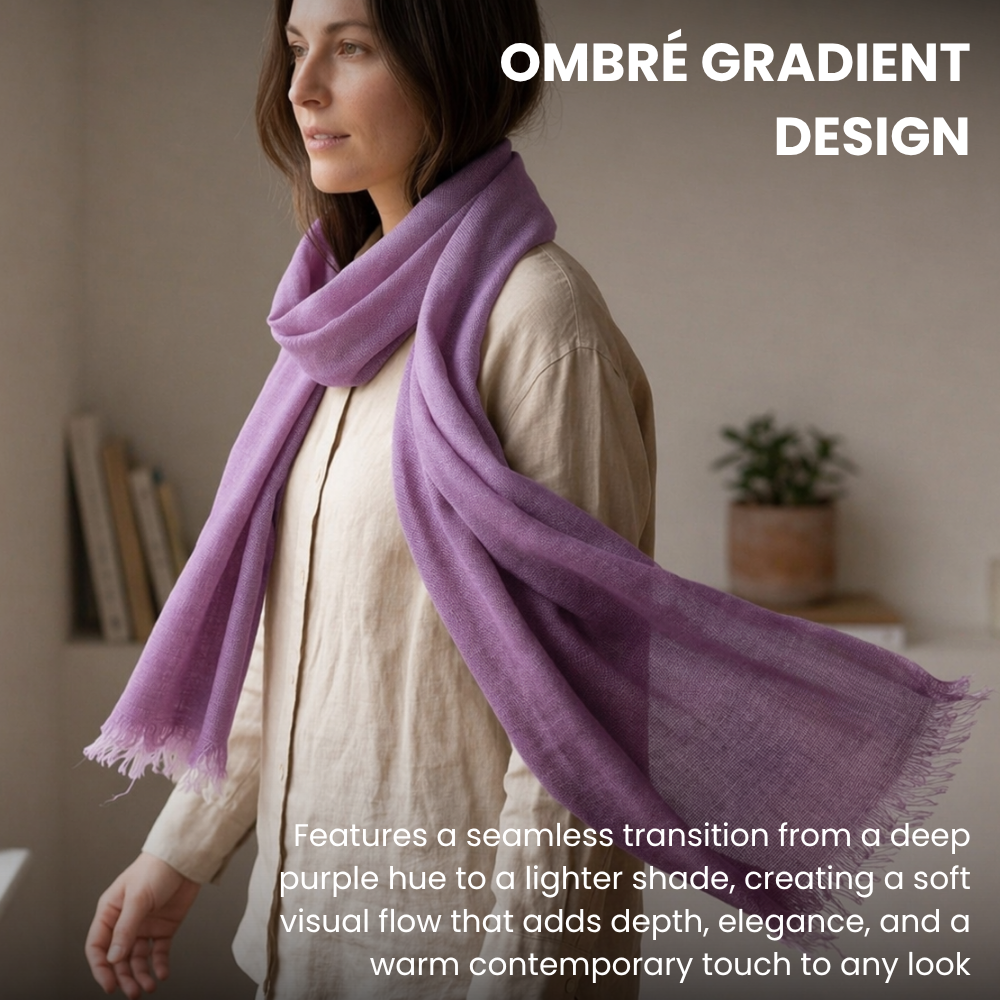 Purple Wool Ombré Scarf, Handloom