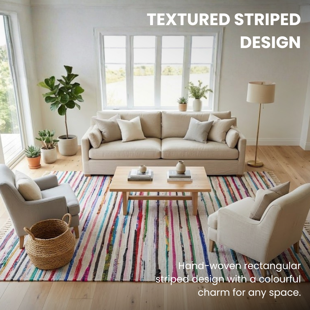 Cotton Stripe Chindi Rag Rug