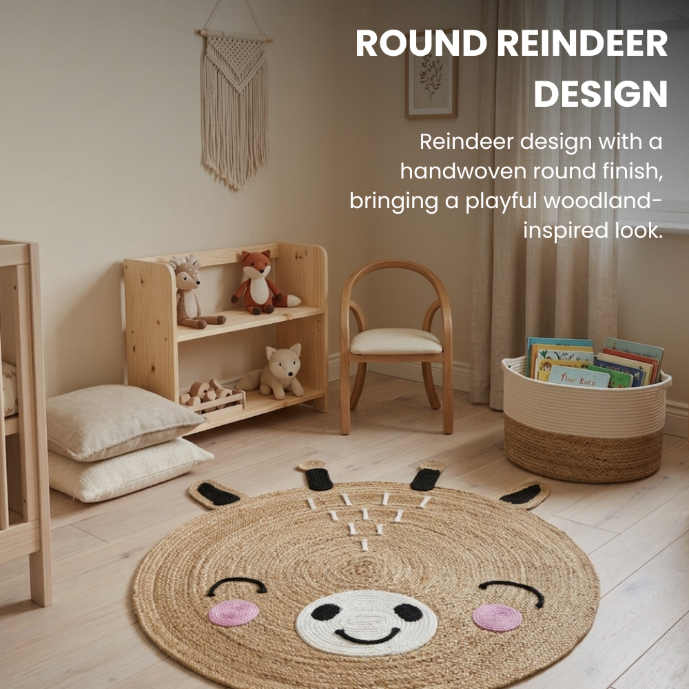 Reindeer Kids Handwoven Boho Area Rug