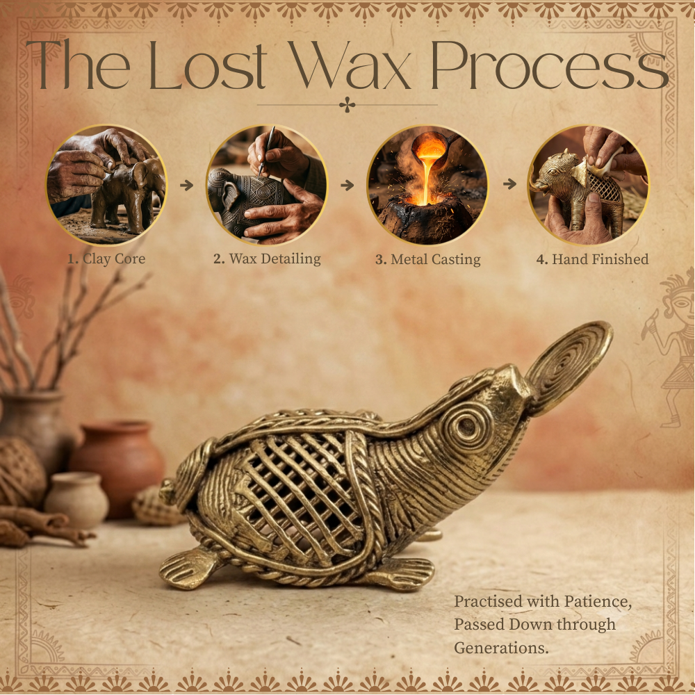 Handmade Brass Sea Turtle Statue with Coin Feature