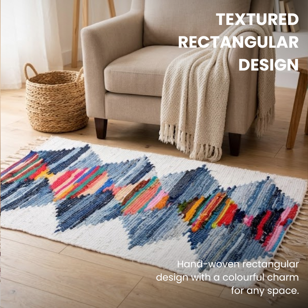 Multicolour Chindi Rag Rug, Recycled Cotton