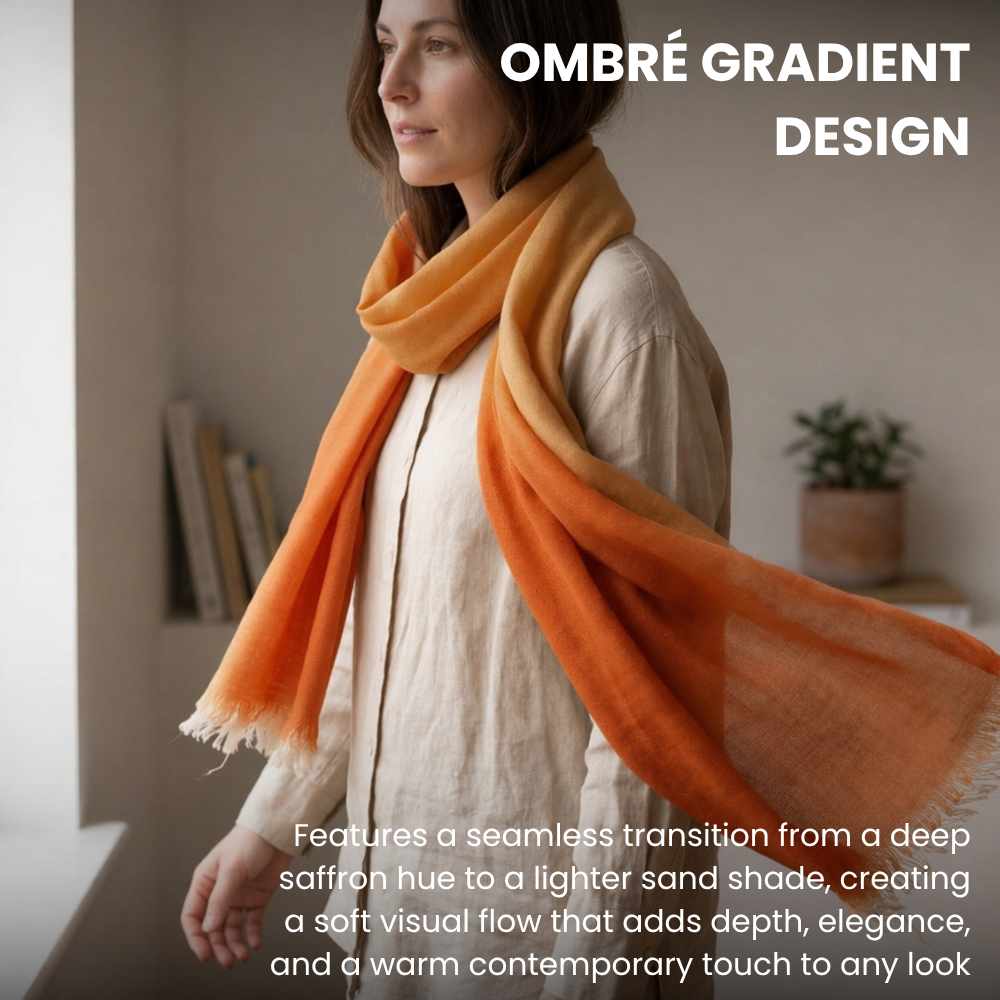 Rust & Toosh Wool Ombré Scarf, Handloom
