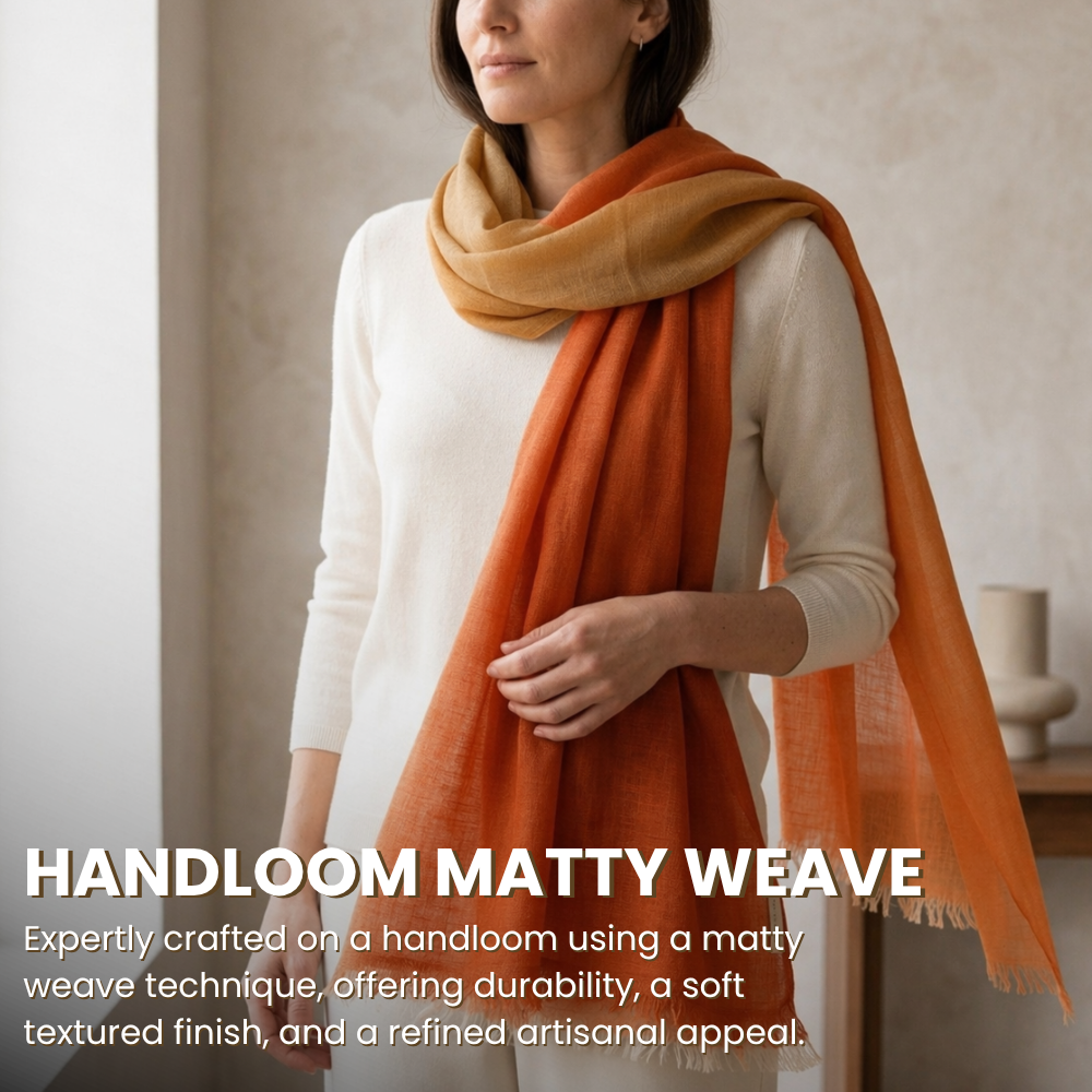 Rust & Toosh Wool Ombré Scarf, Handloom