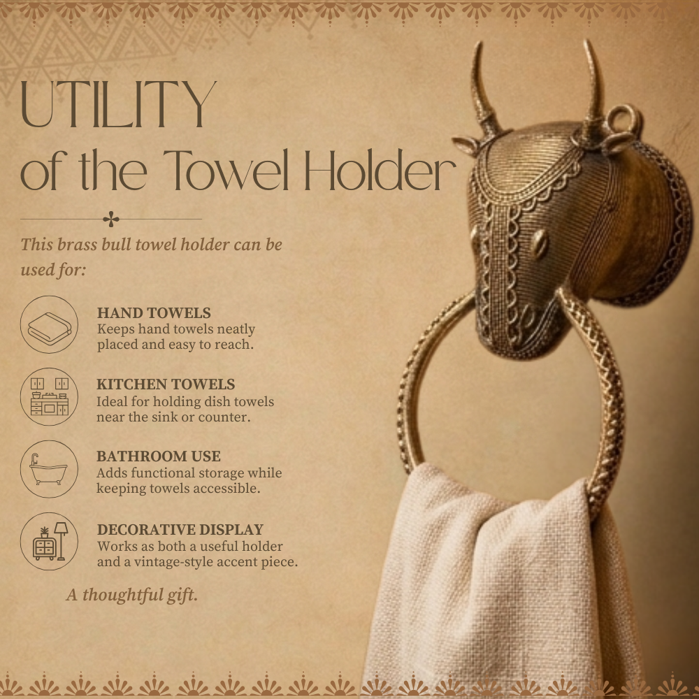 Vintage-Style Brass Bull Towel Holder