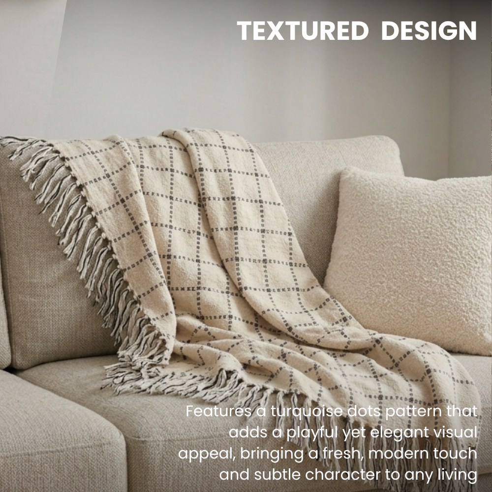 Black Checked Cotton Sofa Throw 50x70in