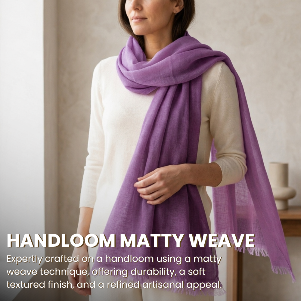 Purple Wool Ombré Scarf, Handloom