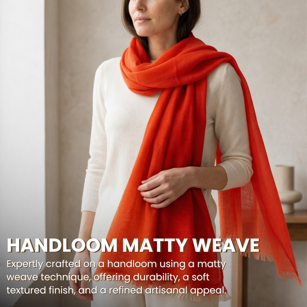 Orange & Red Wool Ombré Scarf, Handloom