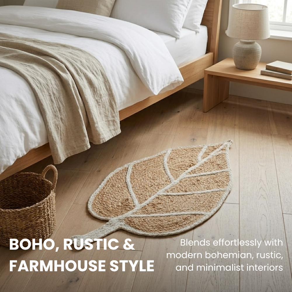 Handmade Leaf-Shaped Natural Jute Braided Rug