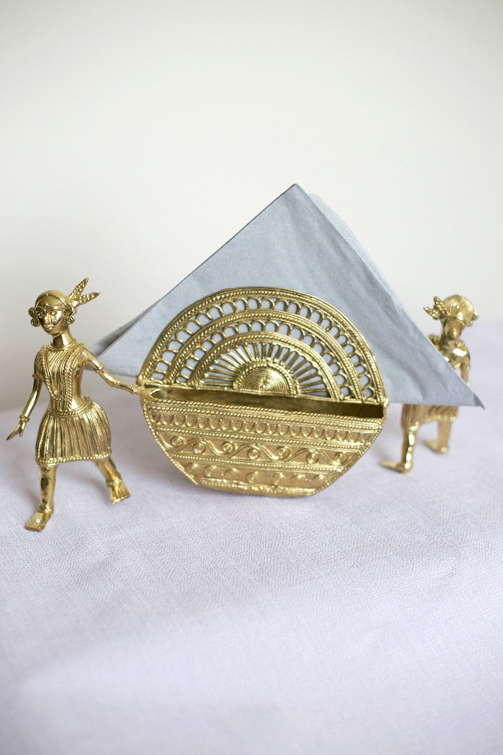 Antique-style gold container with decorative arch design