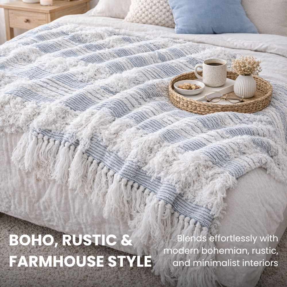 Designer Acrylic-Cotton Throw Blanket, Luxury