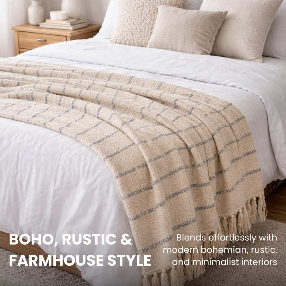 Reversible Cotton Throw Blanket 50x60in