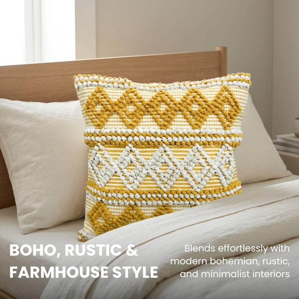 Mustard & White Dots Cotton Cushion Covers Set of 2