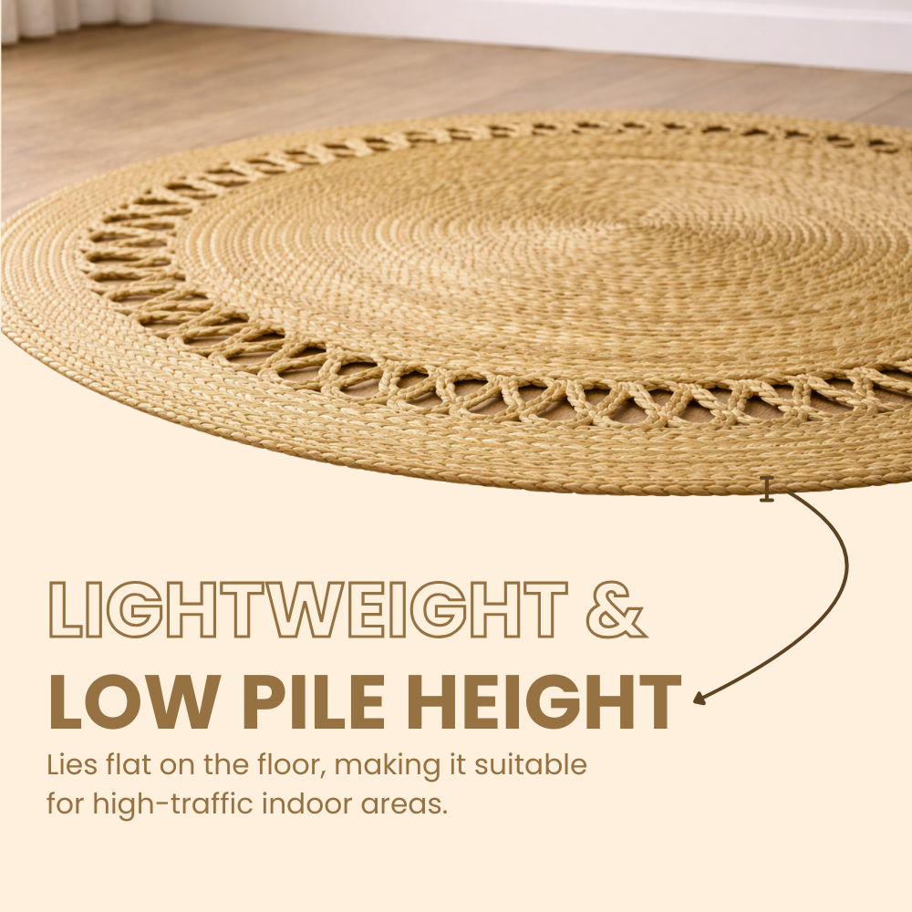 DivineHandicrafts Round Jute Rug, Hand Braided 100% Natural Jute Rug, Hand Woven Reversible Rustic Carpet, Boho Farmhouse Circular Area Rug for Living Room, Bedroom, Kitchen, or Home Decor