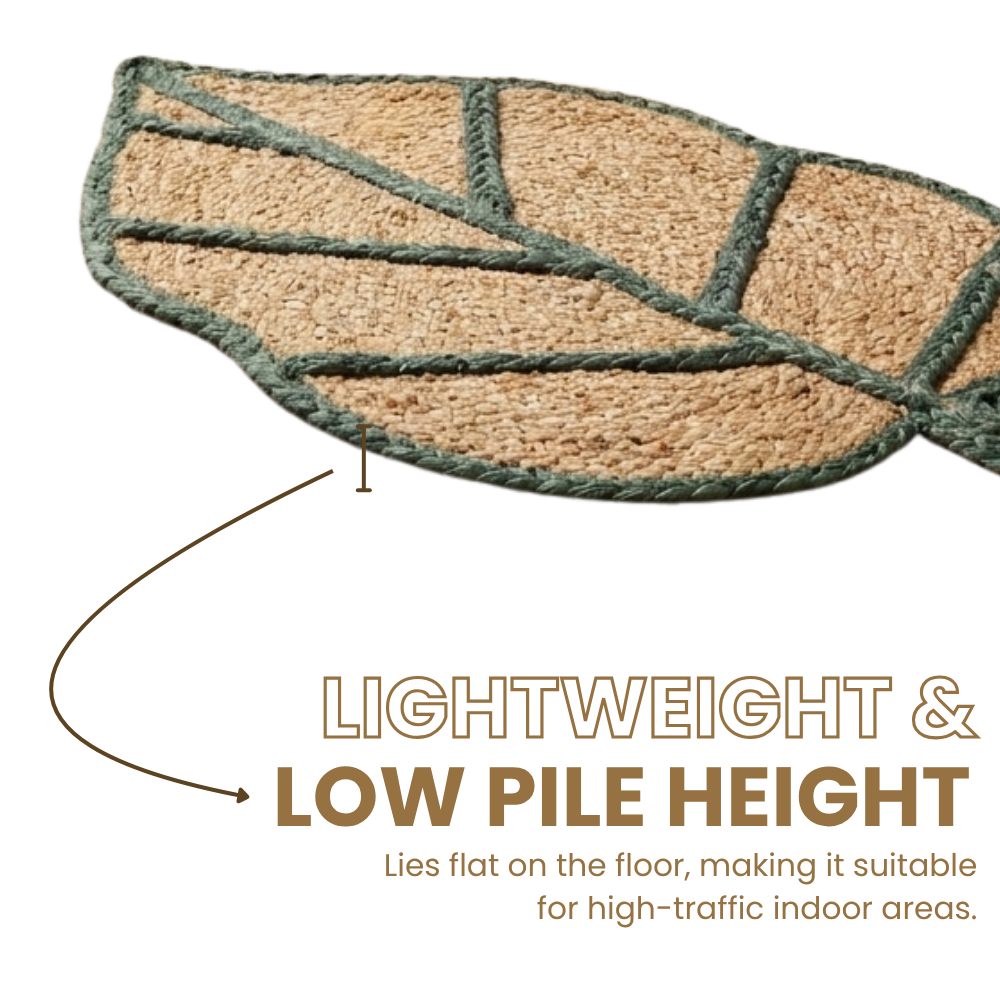 Handmade Leaf-Shaped Natural Jute Braided Rug
