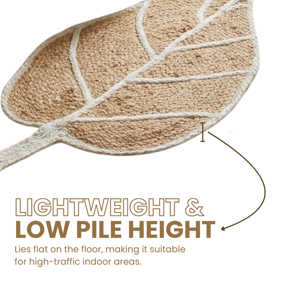 Handmade Leaf-Shaped Natural Jute Braided Rug