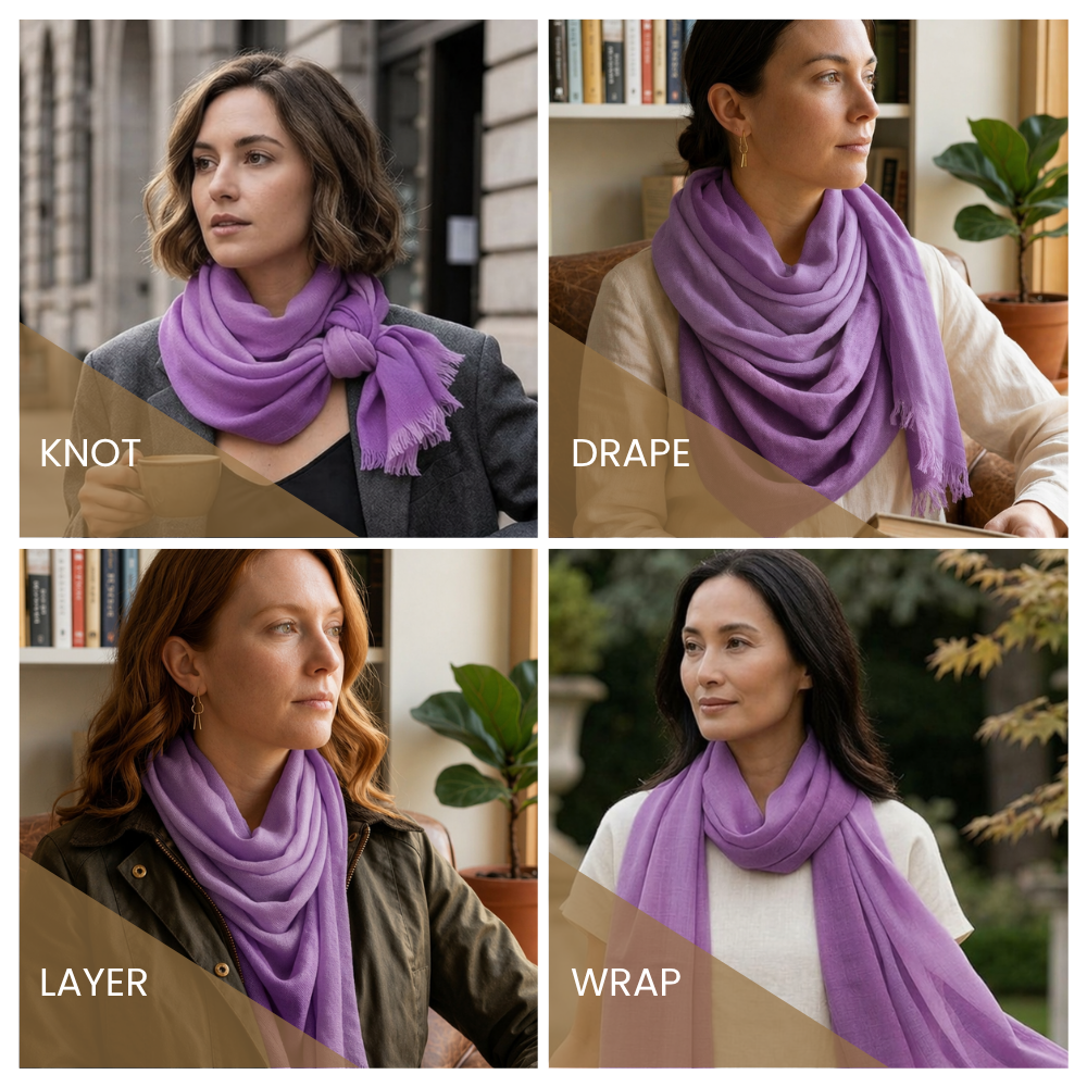 Purple Wool Ombré Scarf, Handloom