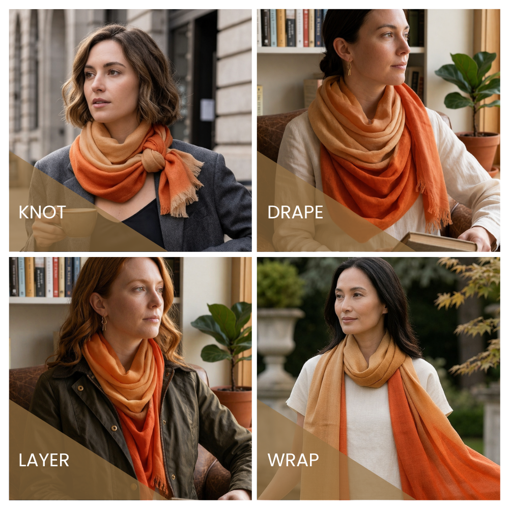 Rust & Toosh Wool Ombré Scarf, Handloom