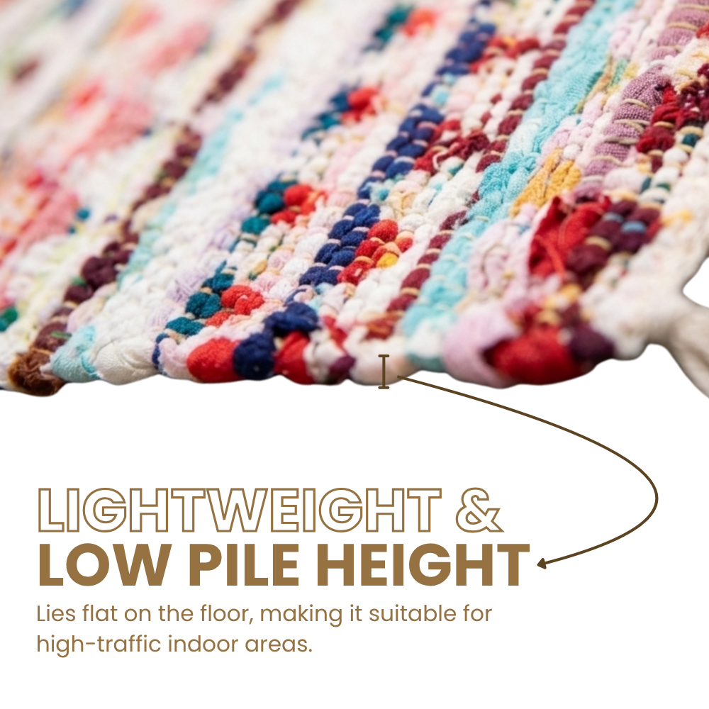 Stripe Chindi Rag Rug, Recycled Cotton