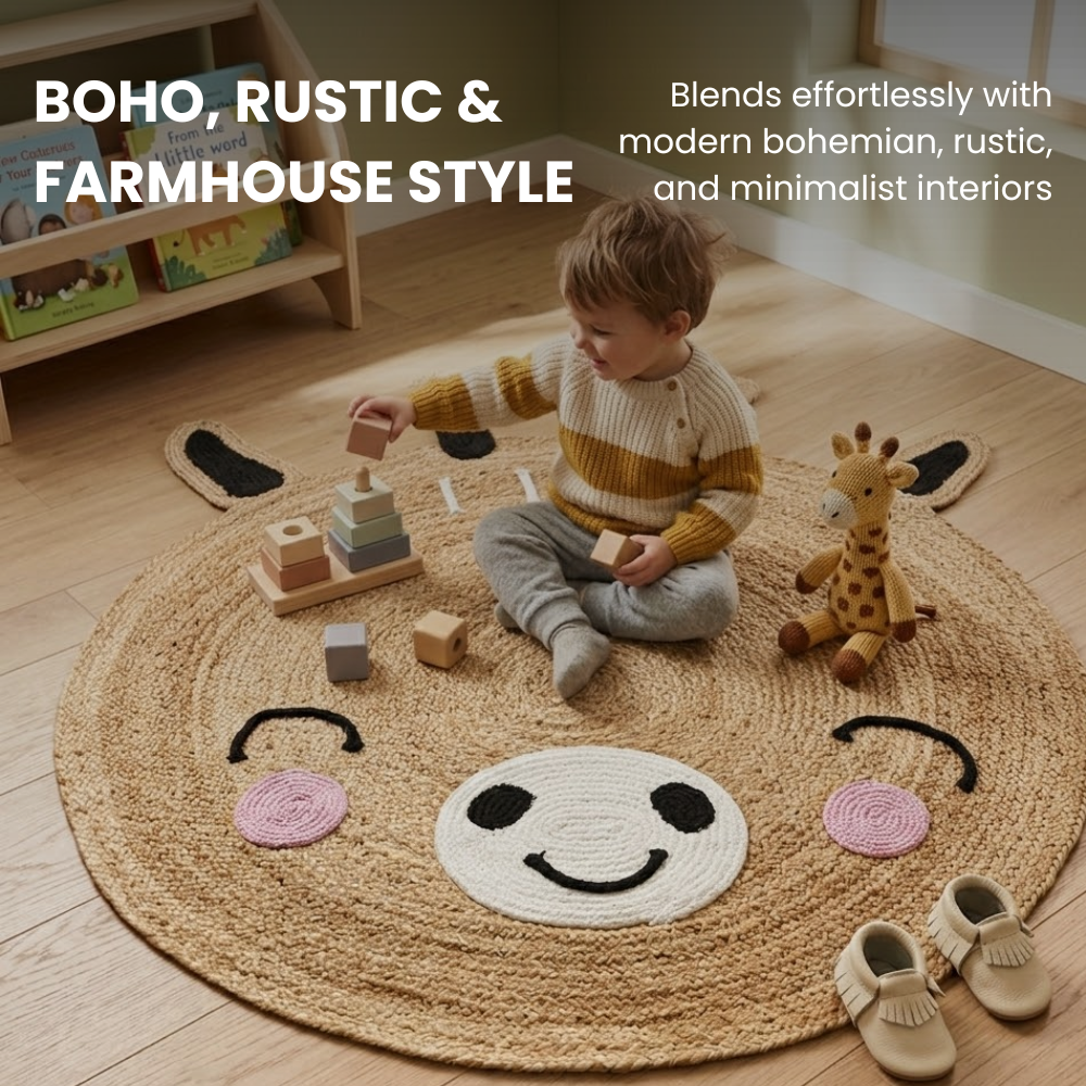 Reindeer Kids Handwoven Boho Area Rug
