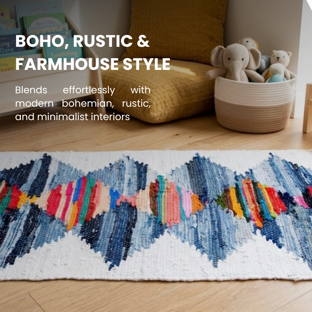 Multicolour Chindi Rag Rug, Recycled Cotton