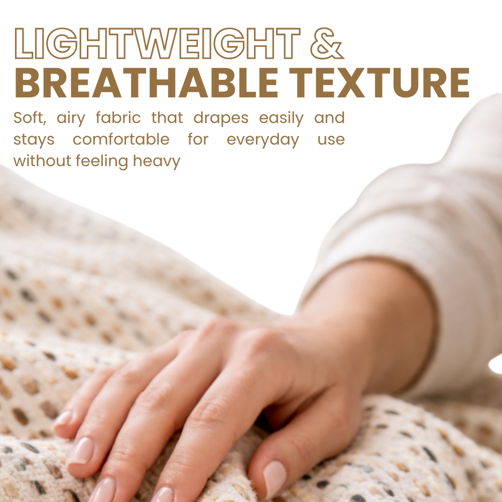 Cosy White Throw with Brown & Black Dots
