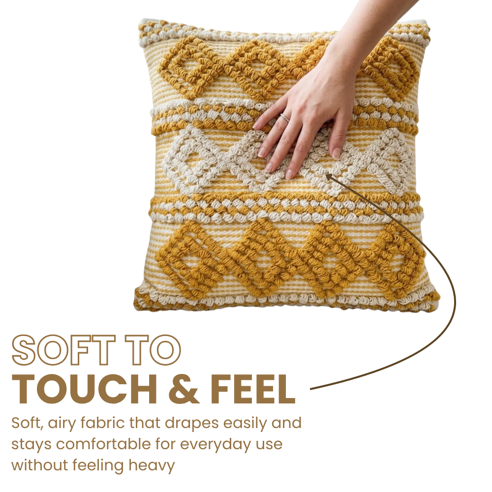 Mustard & White Dots Cotton Cushion Covers Set of 2