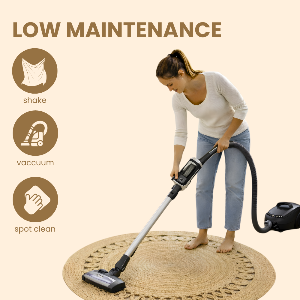 DivineHandicrafts Round Jute Rug, Hand Braided 100% Natural Jute Rug, Hand Woven Reversible Rustic Carpet, Boho Farmhouse Circular Area Rug for Living Room, Bedroom, Kitchen, or Home Decor