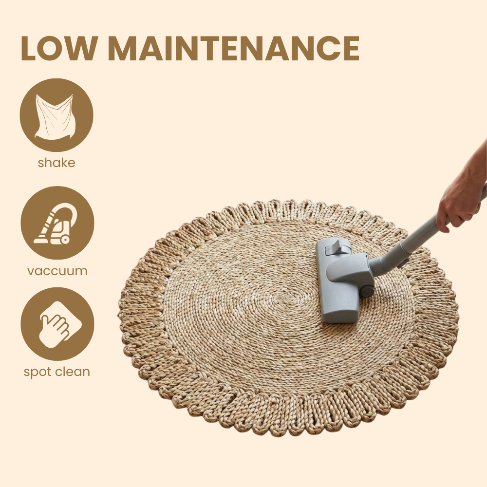 Divine Handicrafts Round Handwoven Jute Rug Braided Rug 50x50 cm