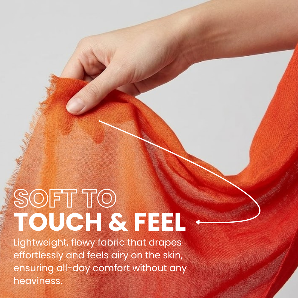 Orange & Red Wool Ombré Scarf, Handloom