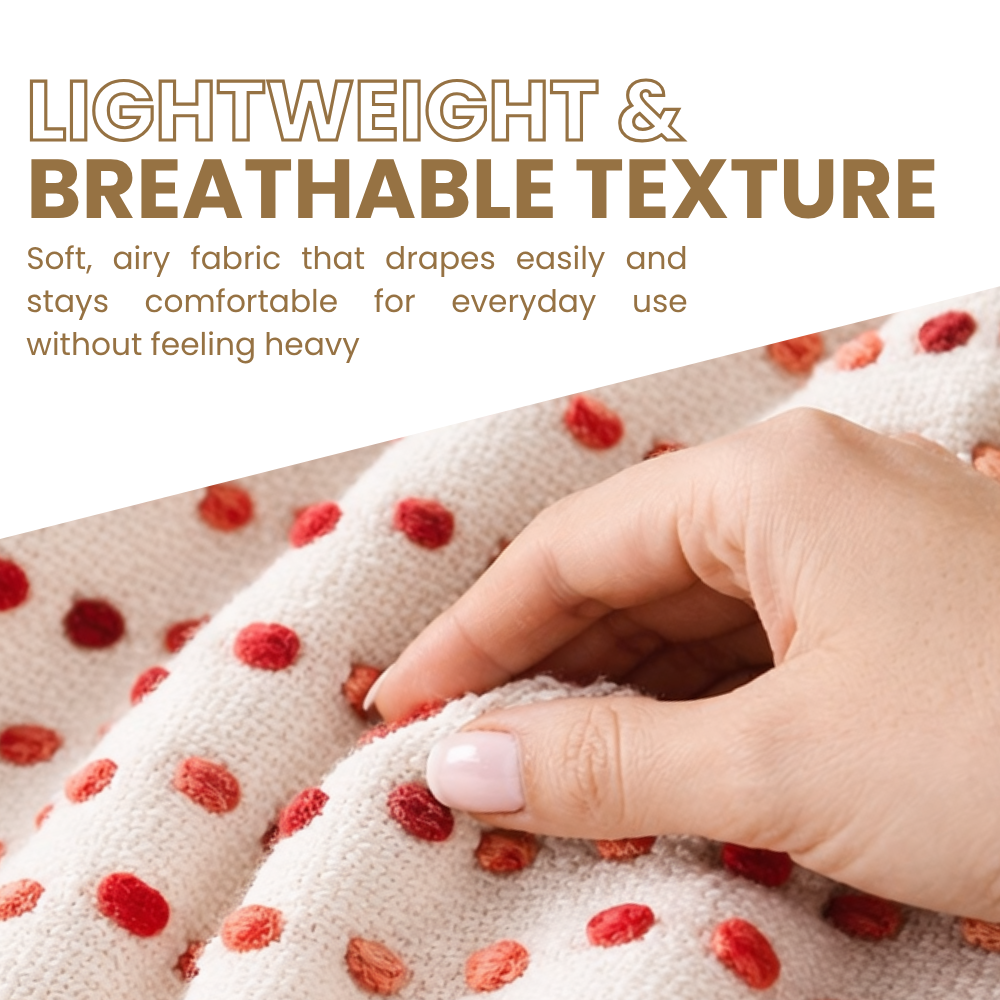 Multicolour Red Dots Acrylic Cotton Throw 50x70in