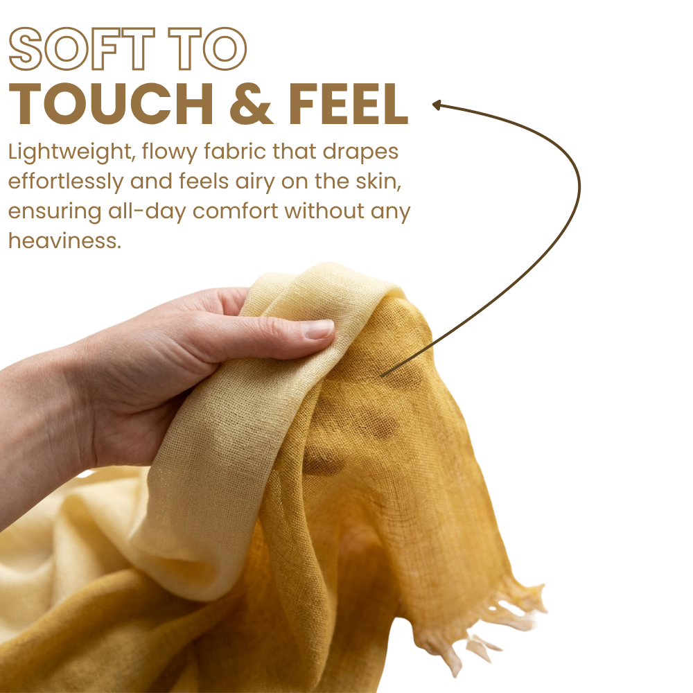 Gold & Yellow Wool Ombré Scarf, Handloom 70x180cm