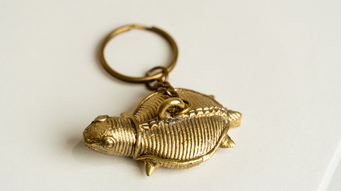 Gold trilobite fossil keychain collectible accessory