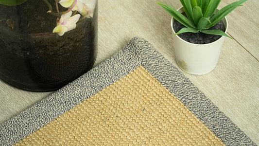 DivineHandicrafts Jute Sisal Oatmeal Grey Border Rug Doormats, Bathmats 40x60 cm