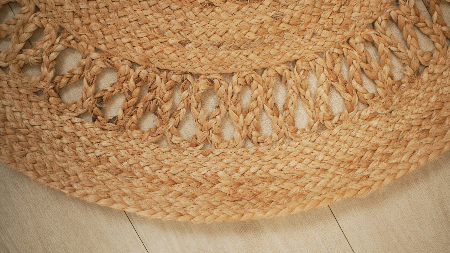 DivineHandicrafts Round Jute Rug, Hand Braided 100% Natural Jute Rug, Hand Woven Reversible Rustic Carpet, Boho Farmhouse Circular Area Rug for Living Room, Bedroom, Kitchen, or Home Decor