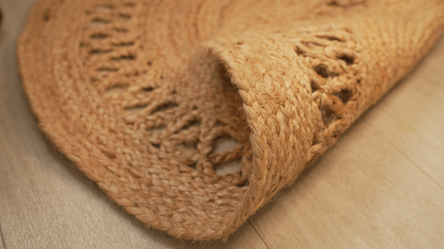 DivineHandicrafts Round Jute Rug, Hand Braided 100% Natural Jute Rug, Hand Woven Reversible Rustic Carpet, Boho Farmhouse Circular Area Rug for Living Room, Bedroom, Kitchen, or Home Decor
