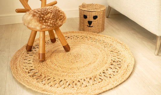DivineHandicrafts Round Jute Rug, Hand Braided 100% Natural Jute Rug, Hand Woven Reversible Rustic Carpet, Boho Farmhouse Circular Area Rug for Living Room, Bedroom, Kitchen, or Home Decor