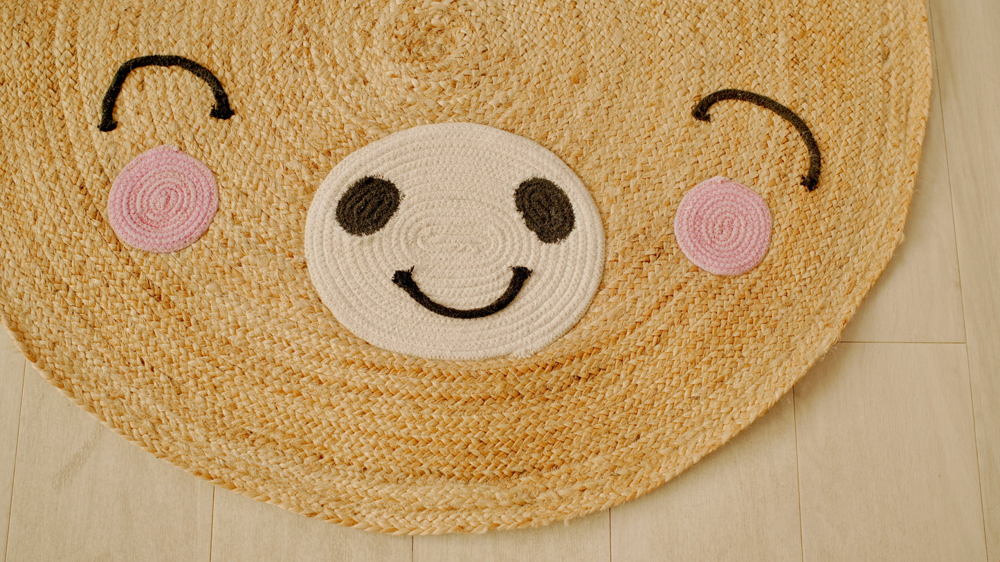 DivineHandicrafts Cute Natural Reindeer Designed Kids Handwoven Boho Area Rug for Nursery Bedroom Living Area