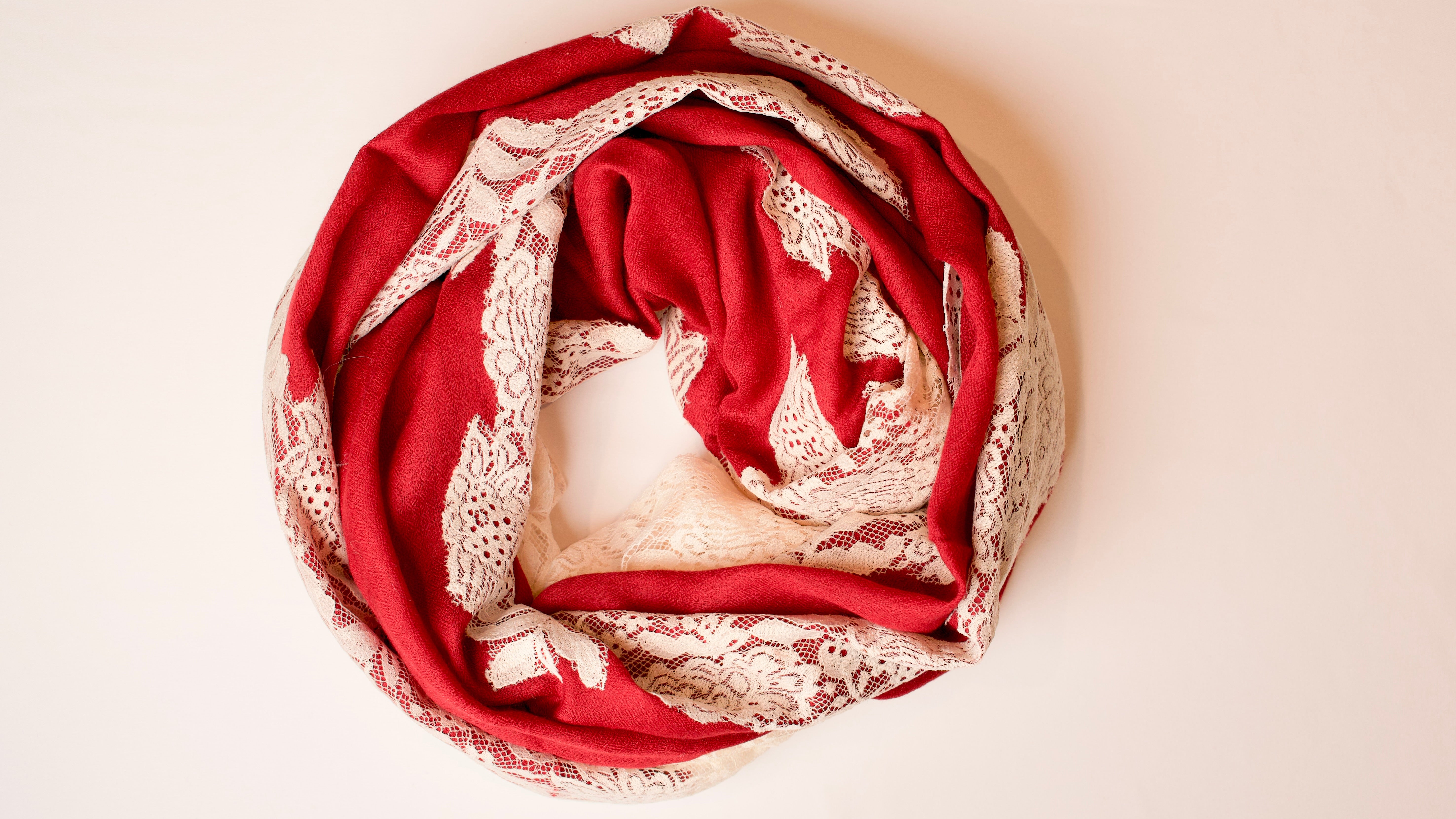 Cashmere maroon lace scarf 