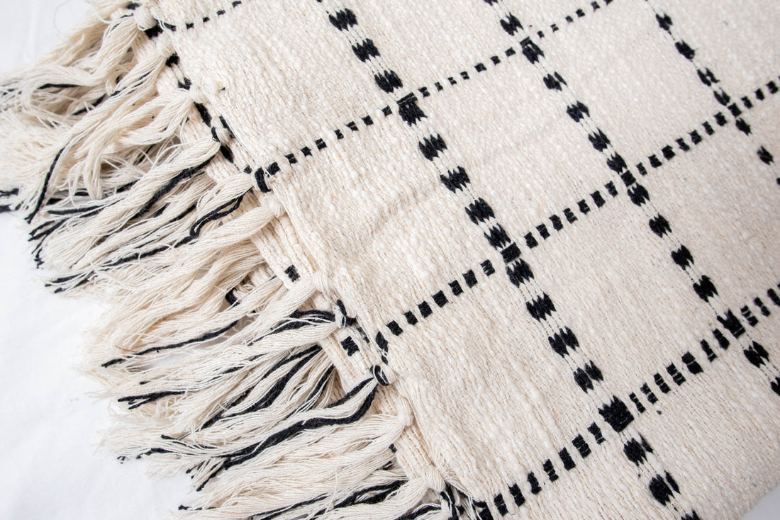 White color blanket with unique design in it
