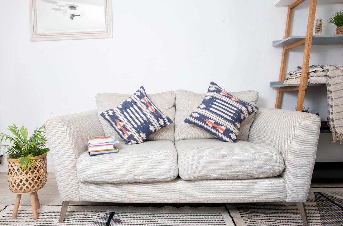 Blue Cotton Cushion Cover 
