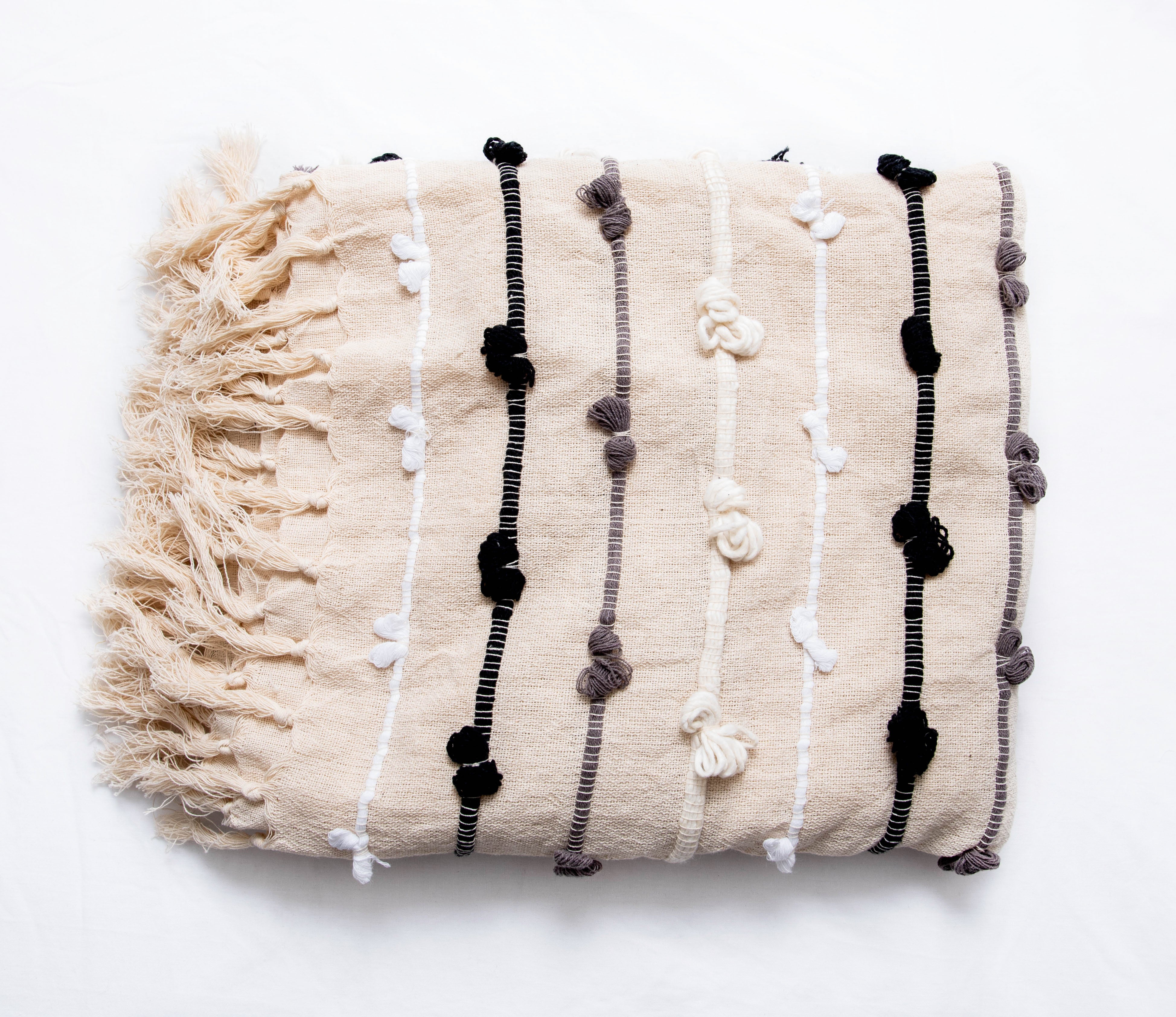 Cotton Blanket Black & White Throw

