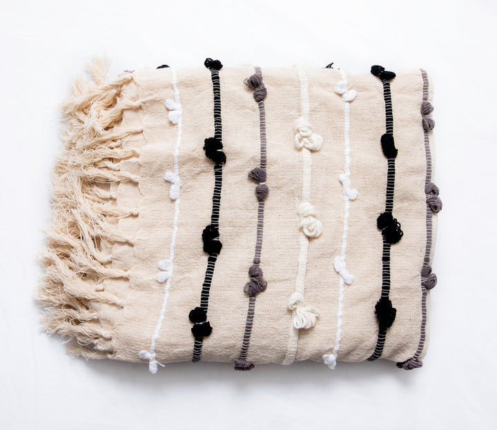 Cotton Blanket Black & White Throw
