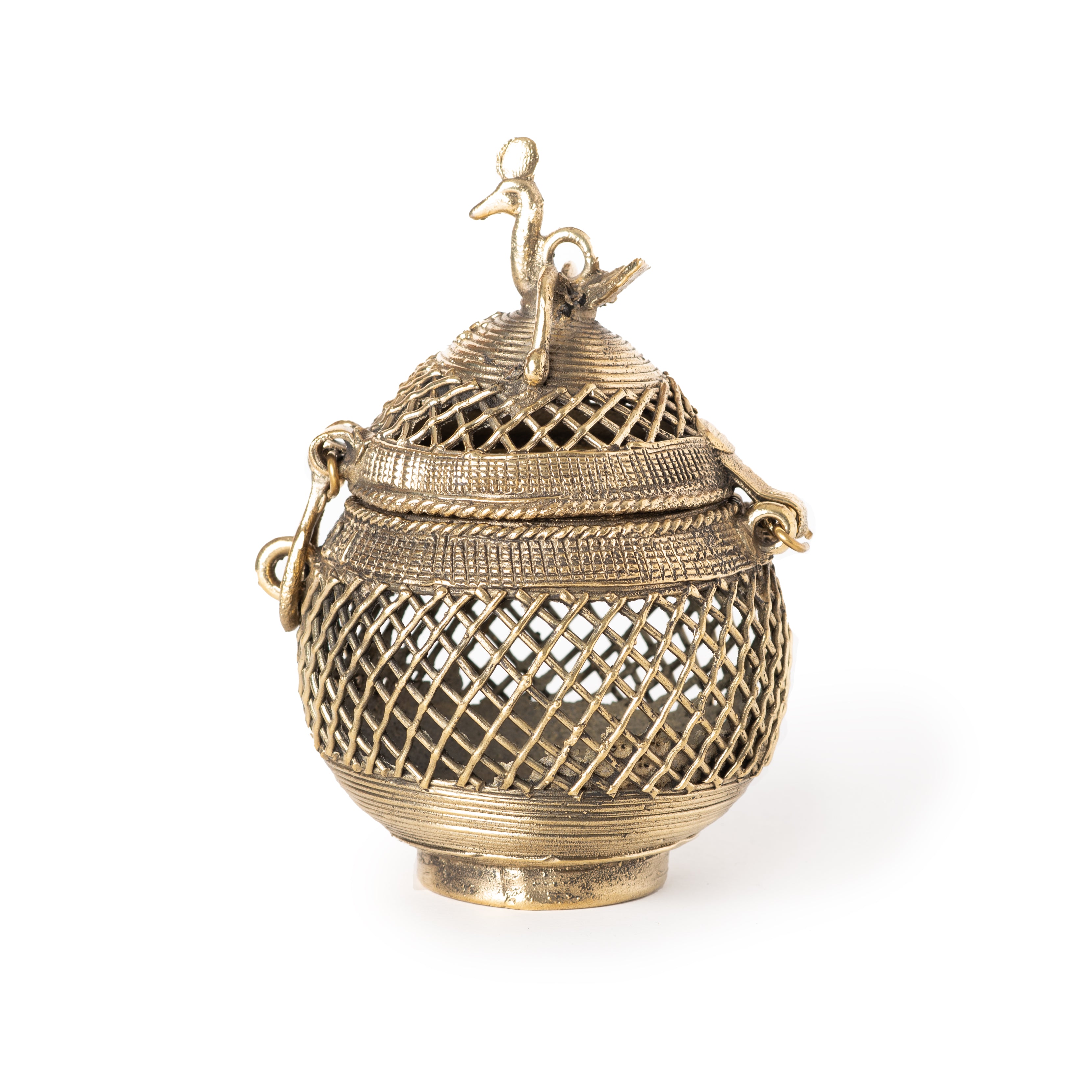 This item is a handcrafted Dhokra art jewellery box, a traditional Indian tribal brass craft created using the ancient lost-wax casting technique. 