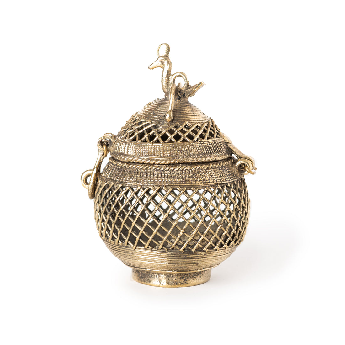 This item is a handcrafted Dhokra art jewellery box, a traditional Indian tribal brass craft created using the ancient lost-wax casting technique. 