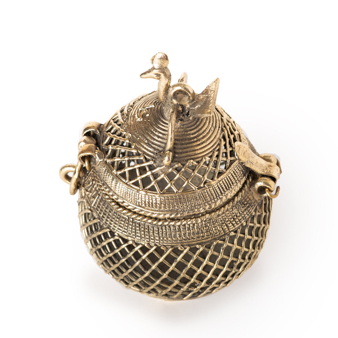 This item is a handcrafted Dhokra art jewellery box, a traditional Indian tribal brass craft created using the ancient lost-wax casting technique. 