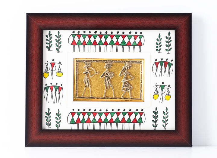 Three People Dancing Dhokra Frame
